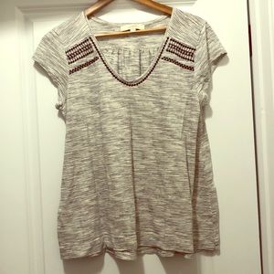 Striped LOFT swing T-shirt with embroidered trim